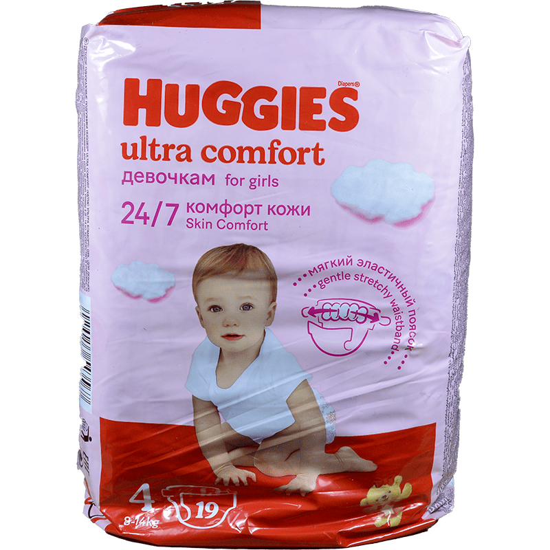 Huggies-4 Ultra Komfort Uşaq bezi 8-14 kq qız üçün, 19 əd thumbnail