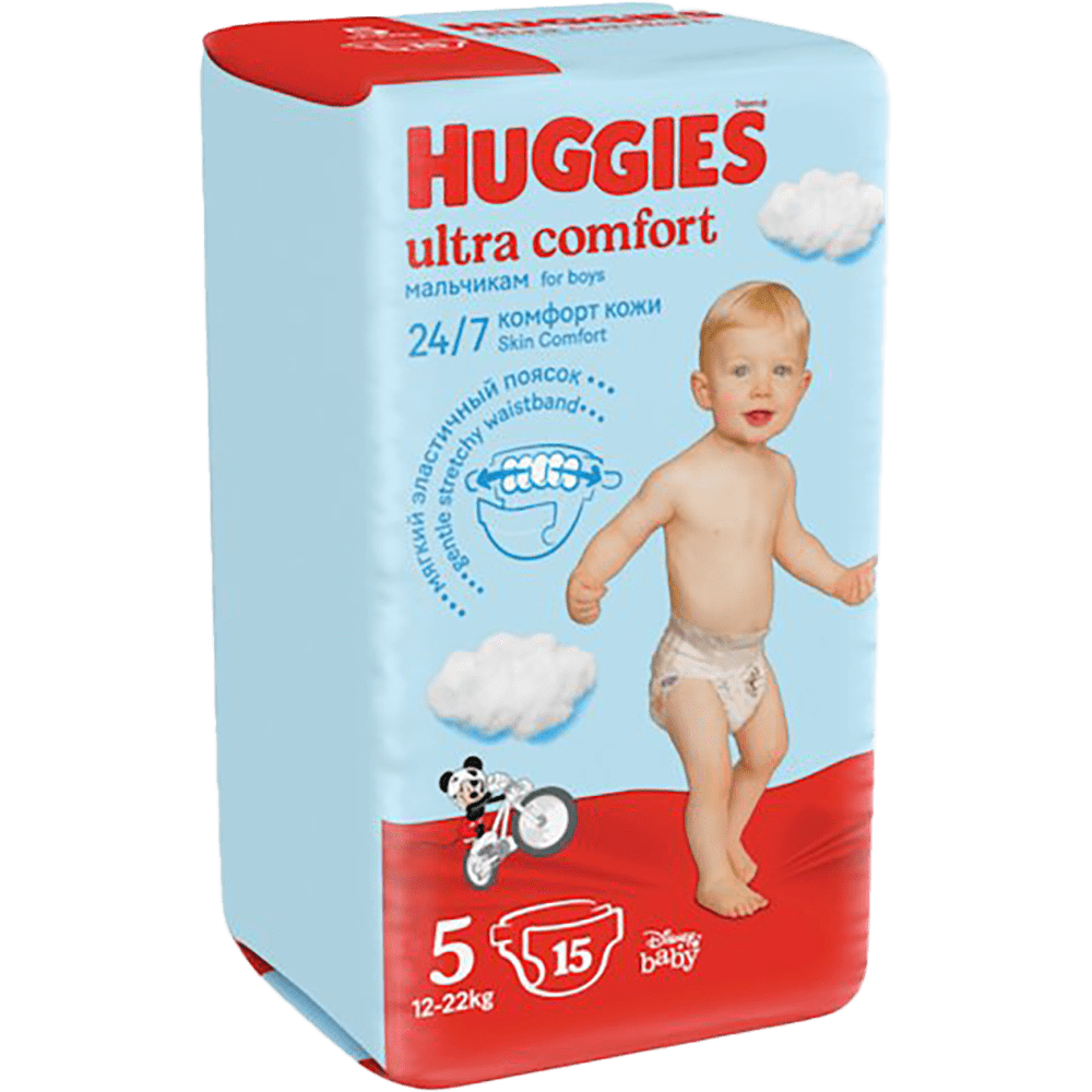 Huggies-5 Ultra Comfort Uşaq bezi 12-22 kq oğlan üçün 15 əd thumbnail