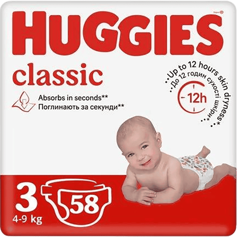Classic Huggies-3 bezlər 4-9 kq 58 əd thumbnail