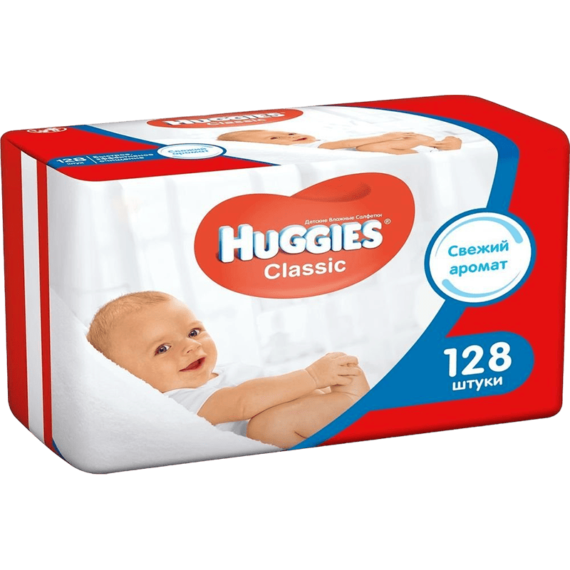 Huggies classic Nəm salfetlər 128 əd thumbnail