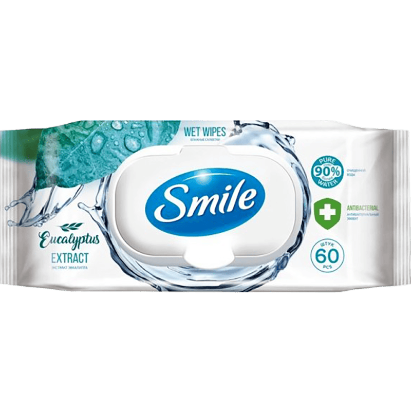 Nəm salfetrlər "Smile" antibakterial 60 əd thumbnail