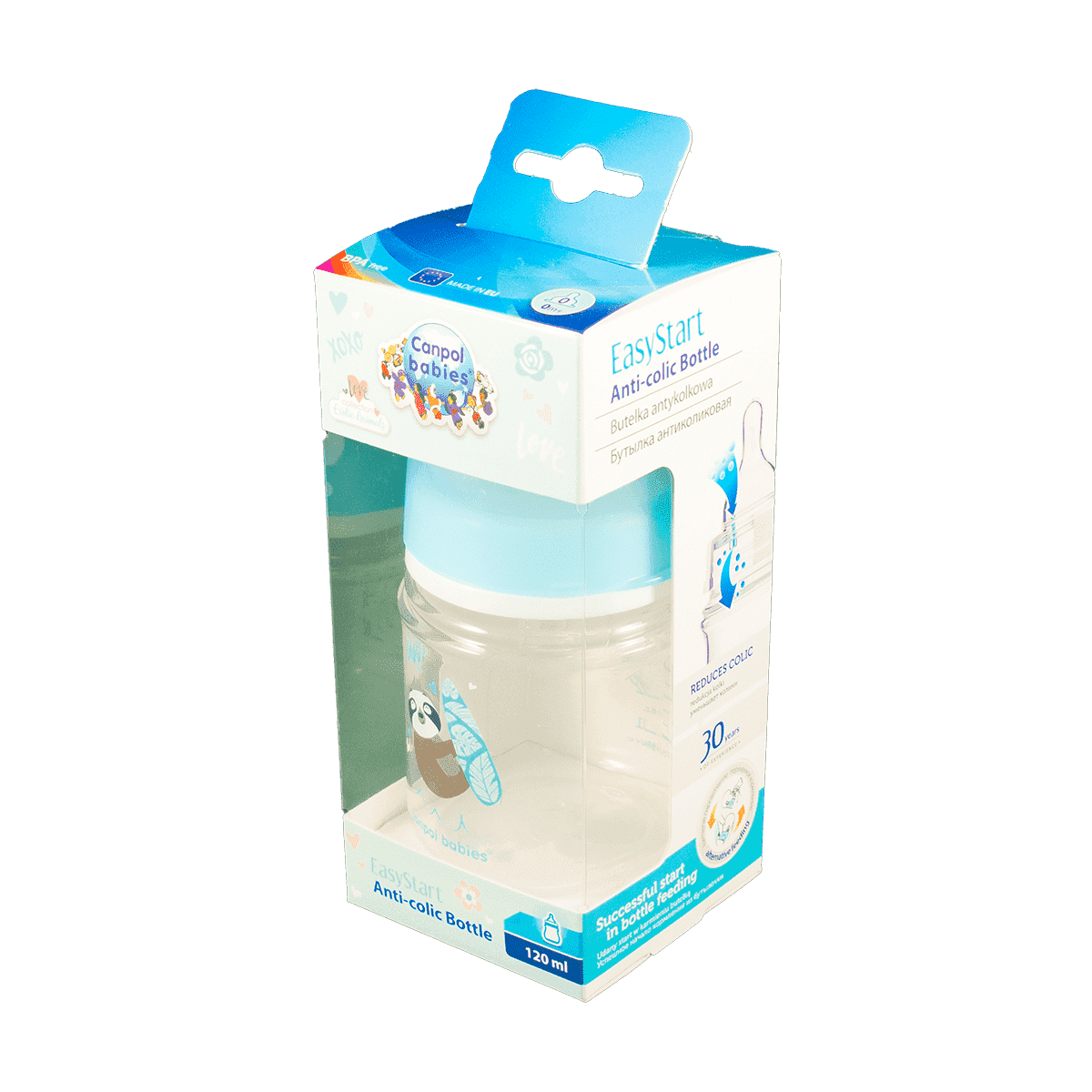 Canpol 35/220 Geniş boyunlu antikolik butulka "Oyuncaqlar", mavi, 120 ml thumbnail