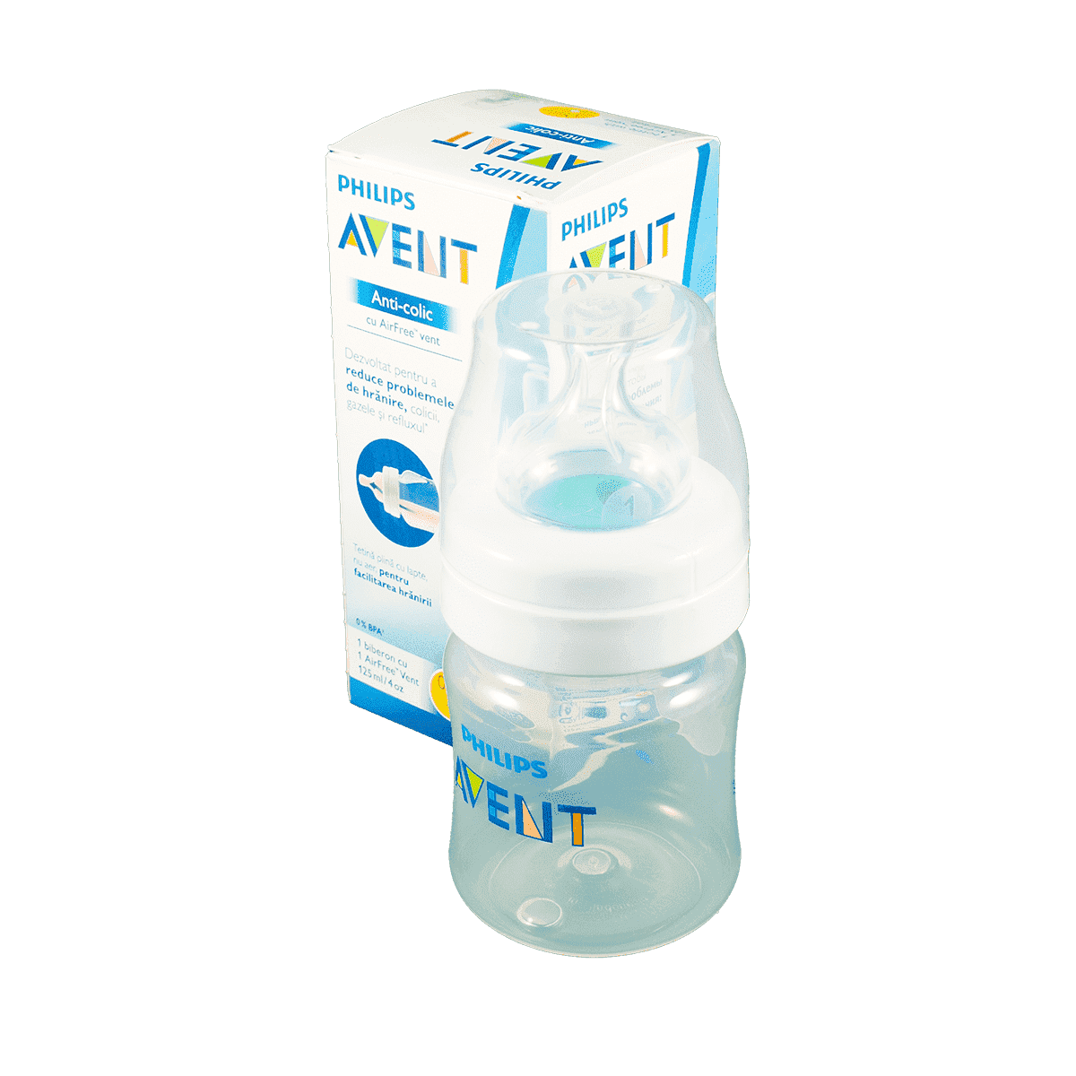 Anti-colic, AirFree klapanlı Qidalanma üçün polipropilen qab 125 ml  1+ aydan thumbnail