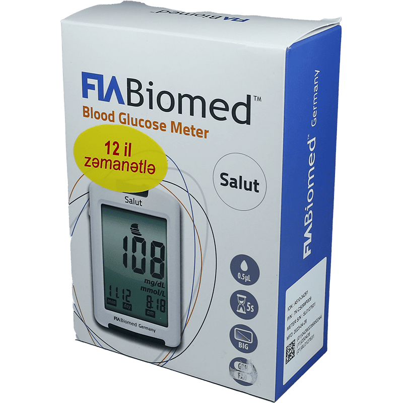 Glucometr "FiaBiomed" Salut + Hədiyyə strip glucometr üçün 50 əd. thumbnail