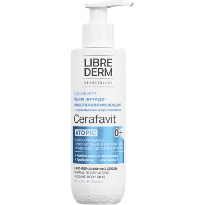 Librederm cerafavit üz və bədən üçün keramidlər və prebiyotiklərlə lipidləri bərpa edən krem ​​0+ 200ml thumbnail