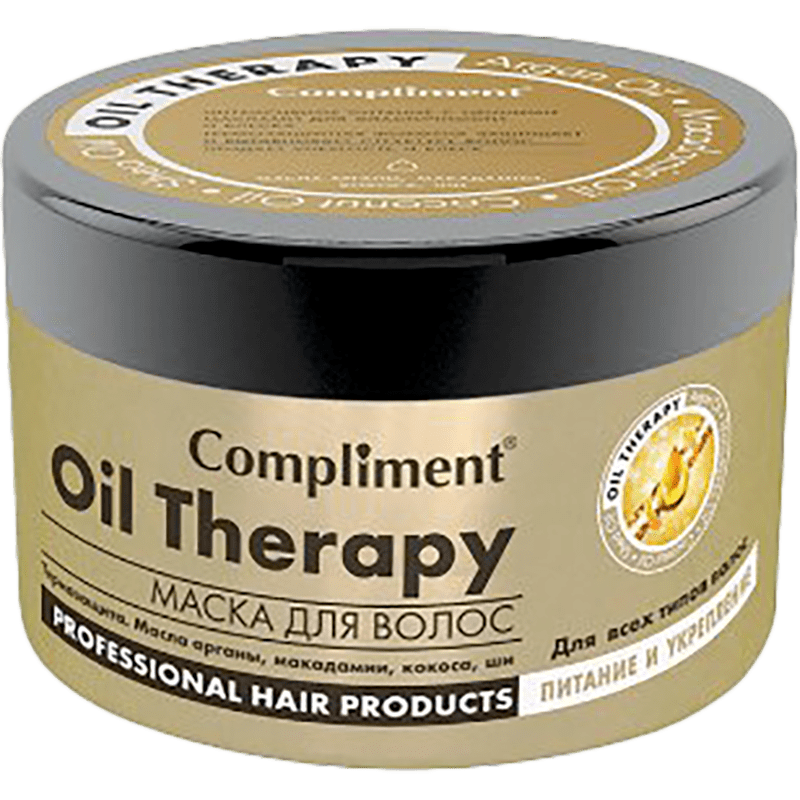 Compliment Oil Therapy Saç maskası arqan, makadamiya, kokos və şi yağları ilə, bütün saç tipləri üçün Qidalandırıcı və gücləndirici, 500ml thumbnail