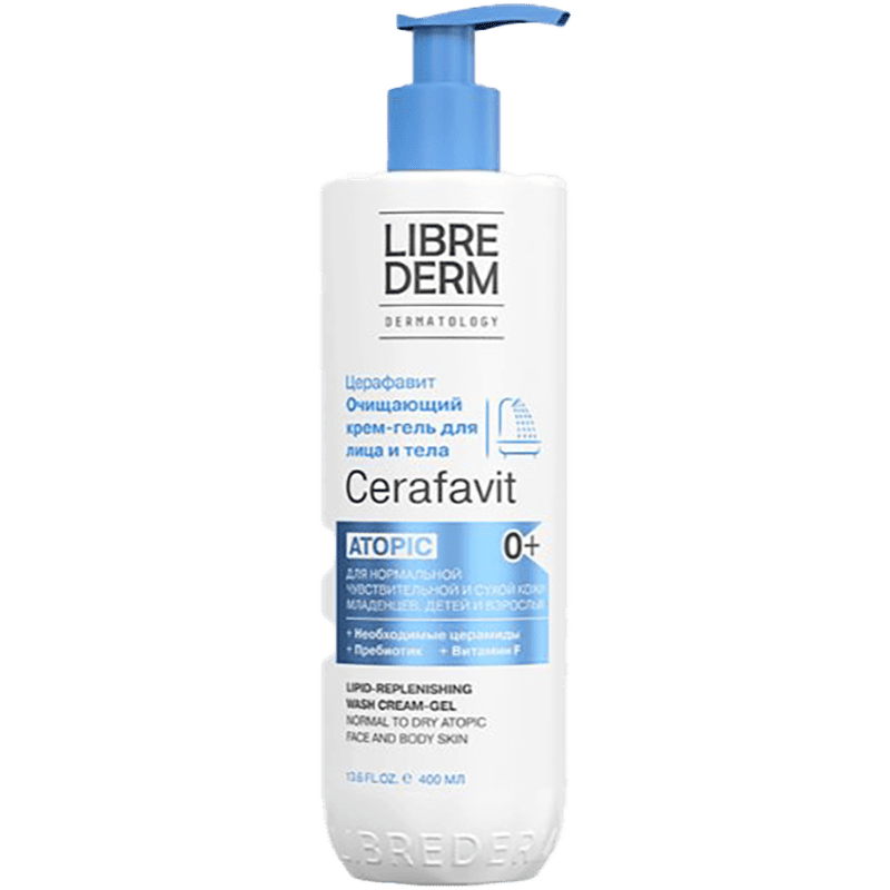 Librederm cerafavit təmizləyici lipidləri bərpa edən krem-gel körpələr, uşaqlar və böyüklər üçün üz və bədən üçün keramidli və prebiotikli 400ml  thumbnail