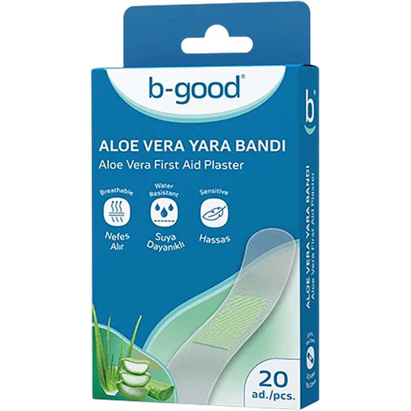 B-good B900 19x72 mm aloe vera ilə ilk yardım yara bandı 20 əd thumbnail