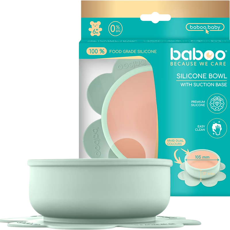 Baboo Silikonlu yapışan qab, Peachy Keen, yaşıl thumbnail