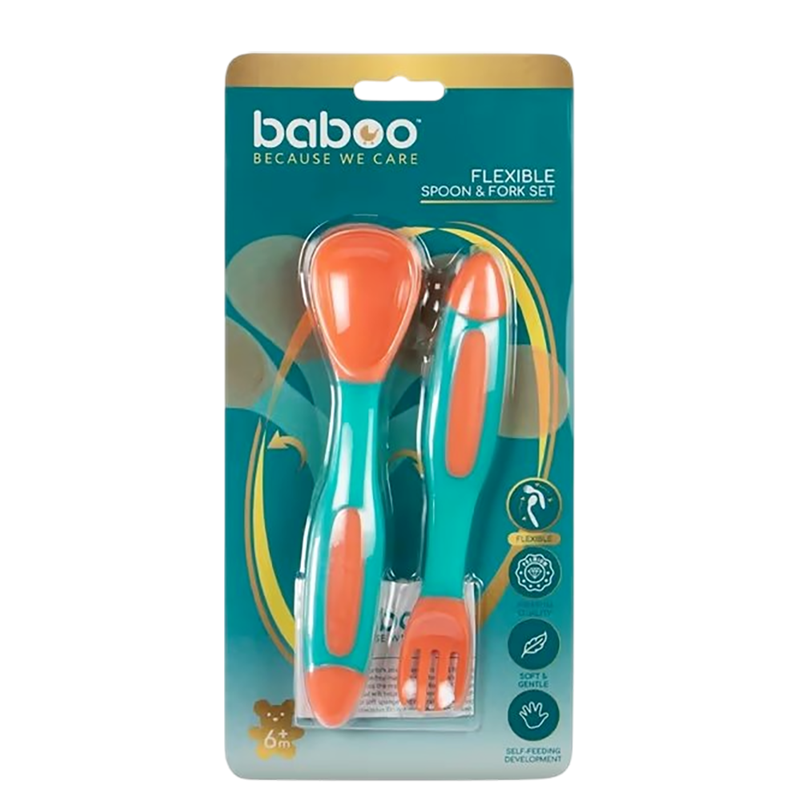Baboo Yumşaq qaşıq və çənqəl dəsti, şaftalə rənqı thumbnail