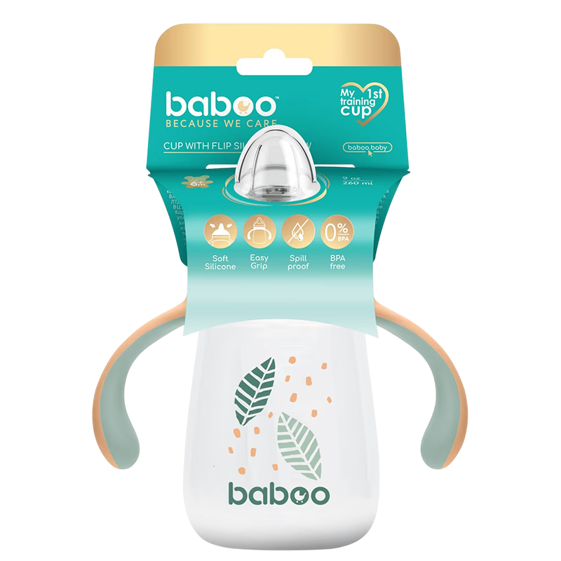 Baboo Silikonlu ağız ilə su qabı, Peachy Keen, yaşıl, 260 ml thumbnail
