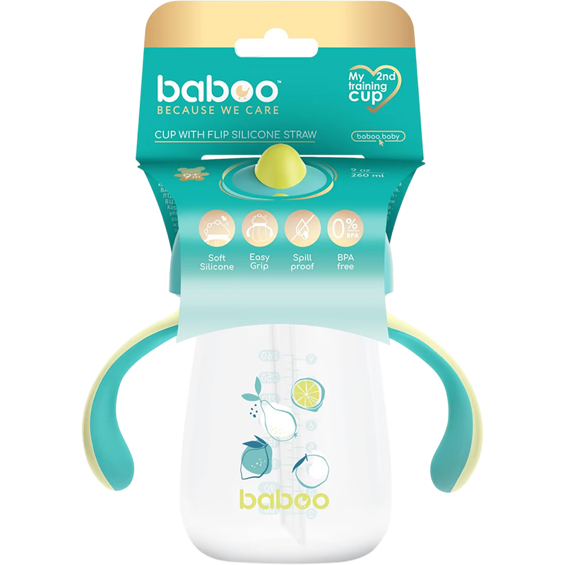 Baboo Silikonlu ağız ilə su qabı, Lagoon Fiesta, yaşıl, 260 ml thumbnail