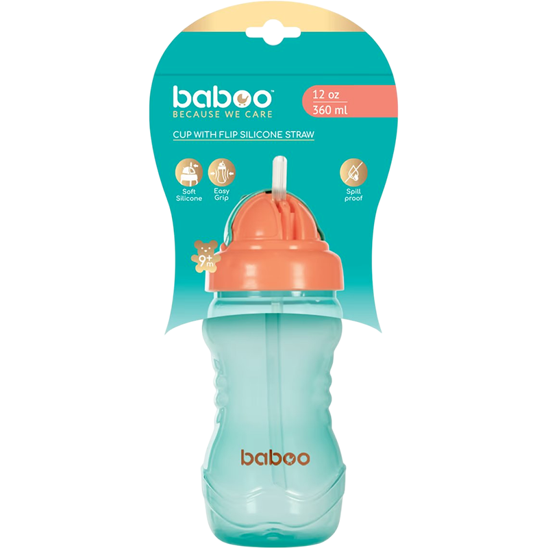 Baboo Silikonlu trubka ilə su qabı, yaşıl, 360 ml thumbnail
