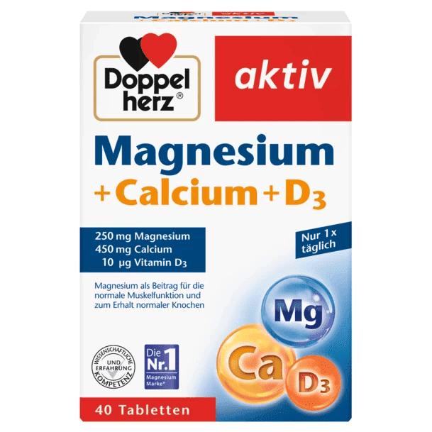 Doppel Herz aktiv Magnezium + Kalsium + Vitamin D3, 40 əd thumbnail