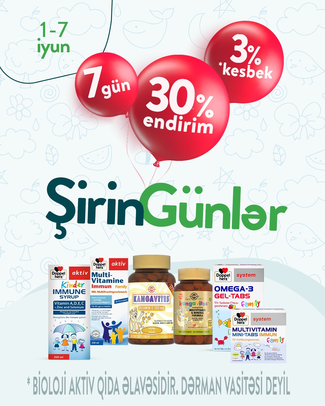 🎈7 gün – 30% endirim + 3% keşbek!