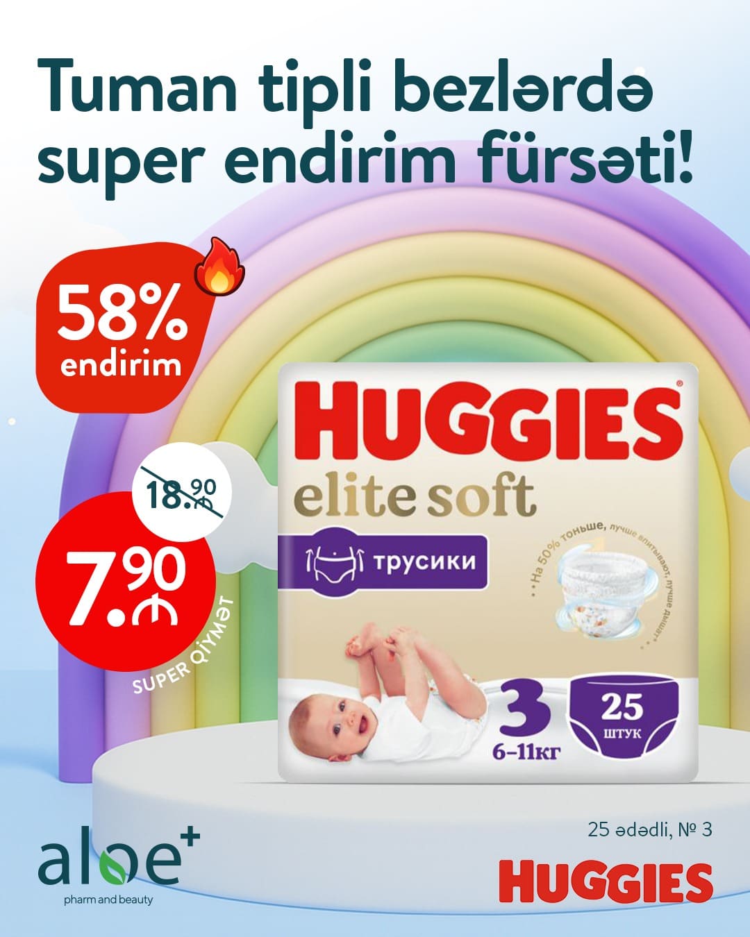 Huggies Elite Soft 58% endirimlə!