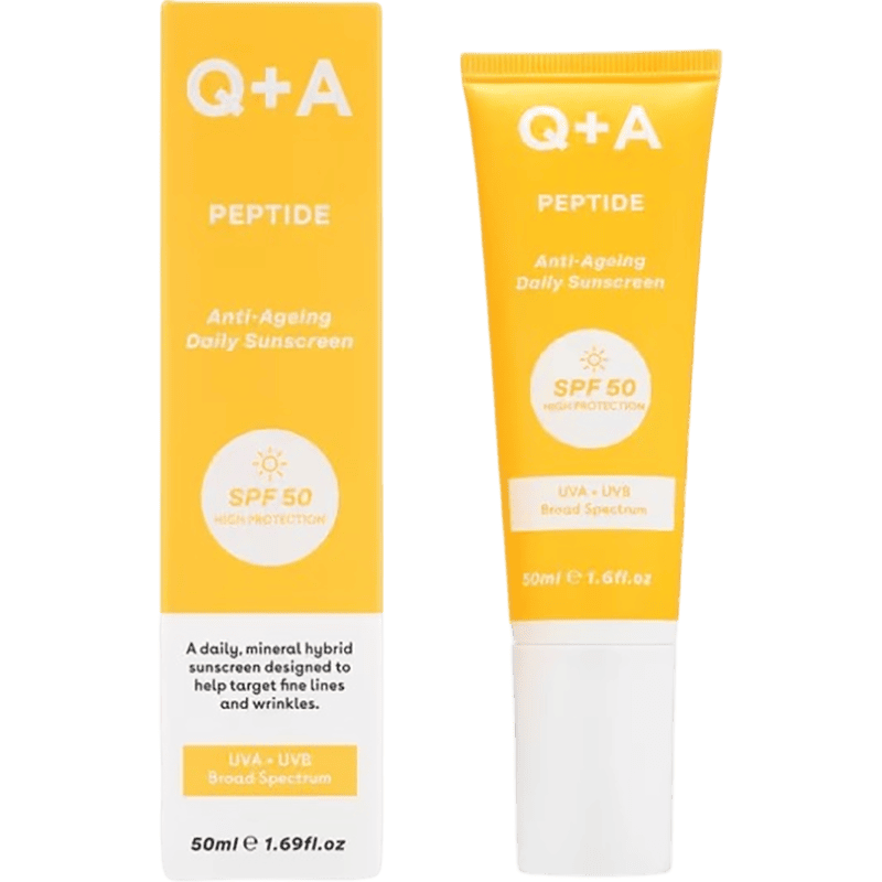 Q+A, SPF50 və Peptidlərlə yaşlanma əleyhinə, Günəşdən Qoruyucu üz kremi 50 ml thumbnail